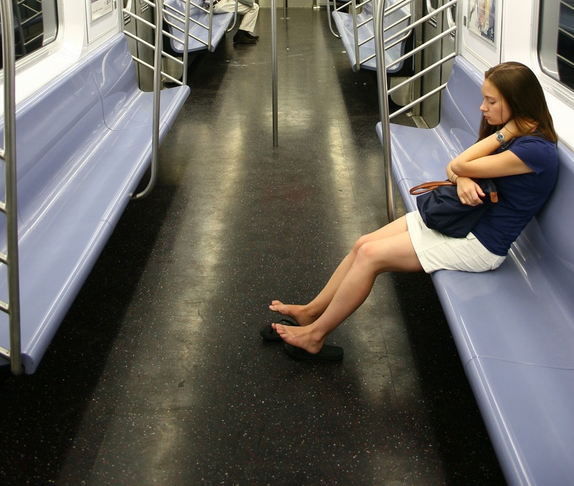 Sexy feet flip flops subway